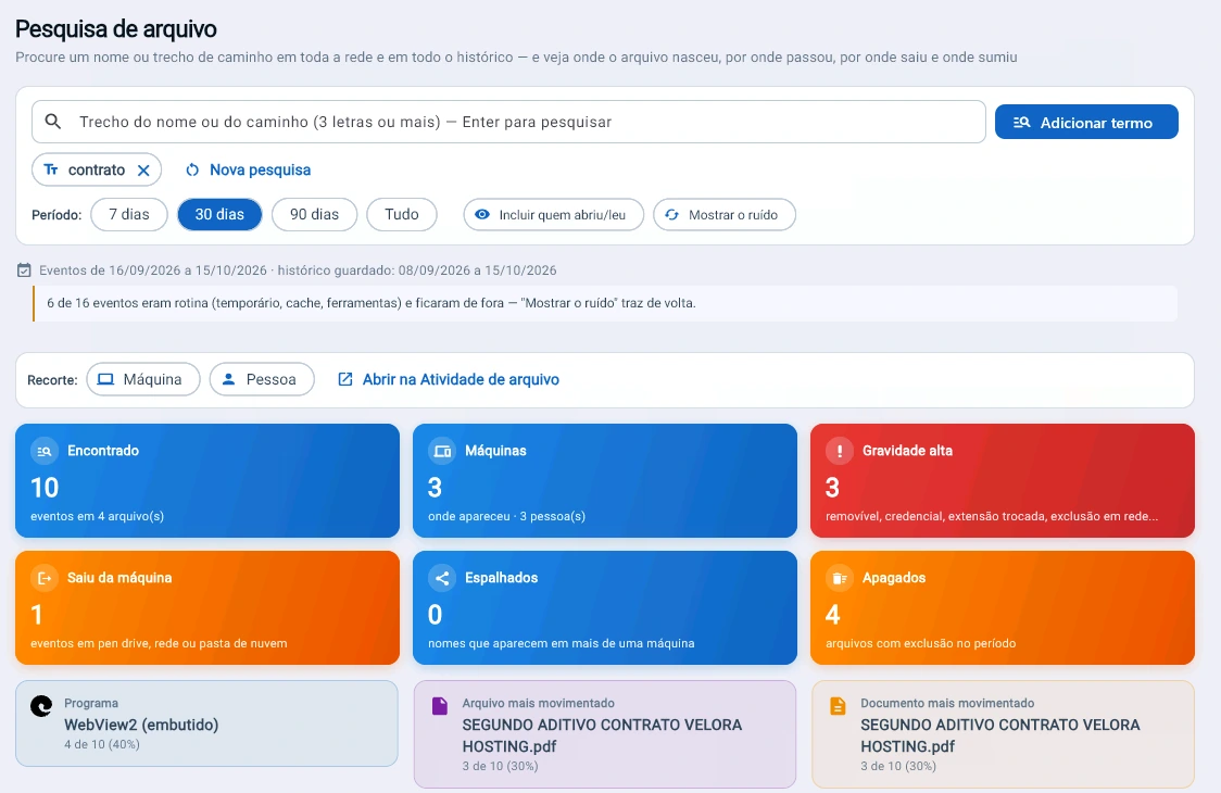 Captura da consola Tz0: Procure “contrato” e veja o caminho inteiro